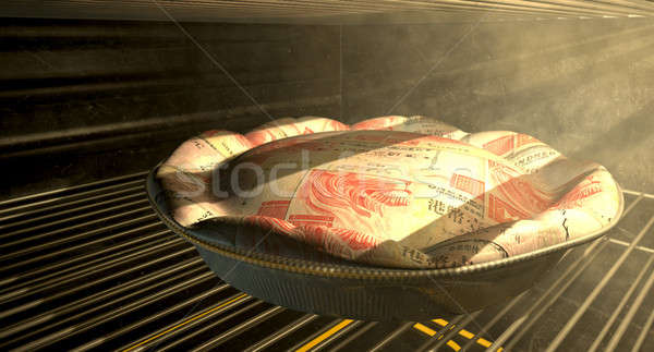Hong Kong Dollar Money Pie Baking In The Oven Stock photo © albund