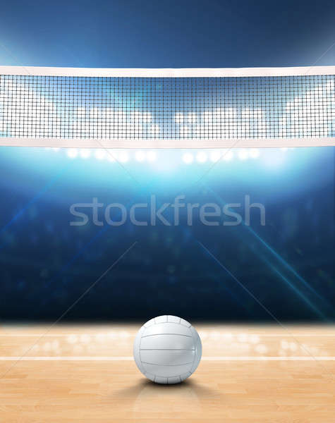 [[stock_photo]]: Volleyball · tribunal · 3D · net