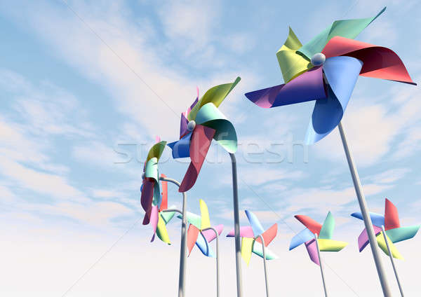 Colorful Pinwheels On Blue Sky Perspective Stock photo © albund