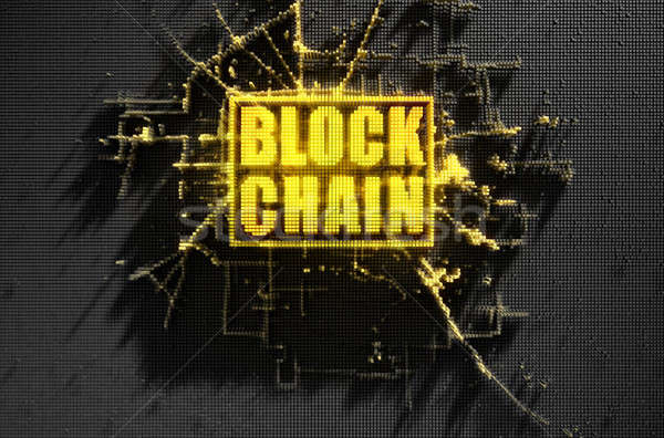 Pixel Block Chain Stock photo © albund