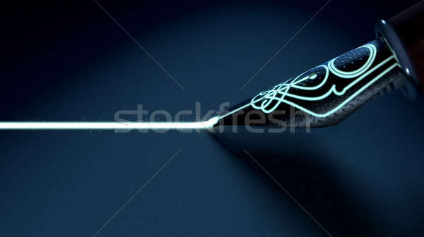 Wieczne pióro rysunek line widoku futurystyczny Zdjęcia stock © albund