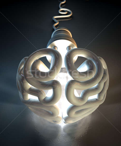 Brain Flourescent Light Bulb Stock photo © albund