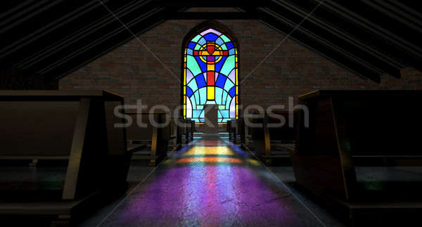 Witraże okno kościoła starych wnętrza promienie Zdjęcia stock © albund