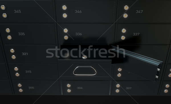 Fekete széf előleg doboz fal 3d render Stock fotó © albund