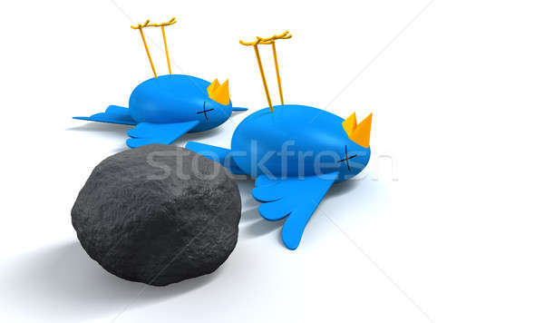 Matar dos aves uno piedra Cartoon Foto stock © albund