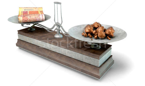 Equilibrio escala comparación edad metal madera Foto stock © albund