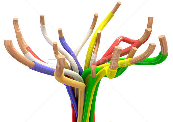 Abstrakten elektrischen Kabel farbenreich Drähte Kupfer Stock foto © albund