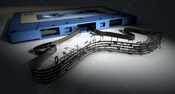 Cassette Tape And Musical Notes Concept Stock photo © albund