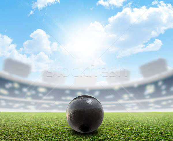 Shotput Ball Stadium And Green Turf Stock photo © albund