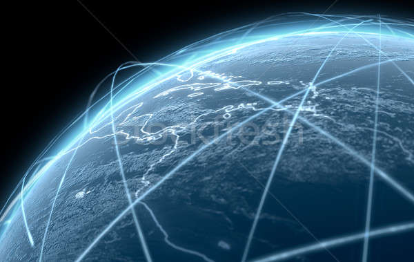 Planet With Illuminated Light Trails Stock photo © albund