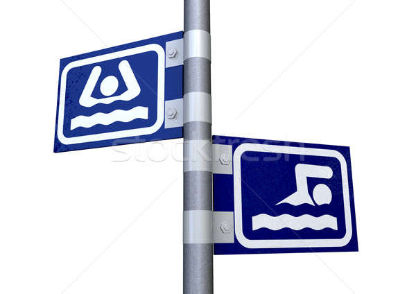 Waschbecken schwimmen Richtung Zeichen zwei gegenüber Stock foto © albund