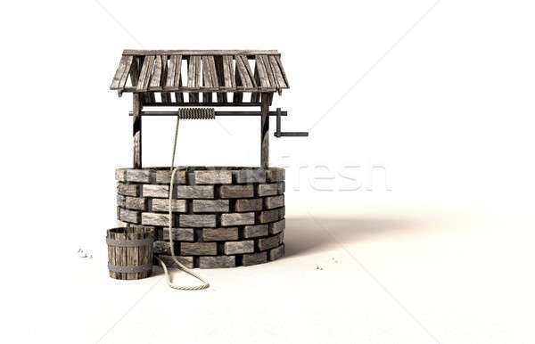 Wishing Well With Wooden Bucket And Rope Stock photo © albund