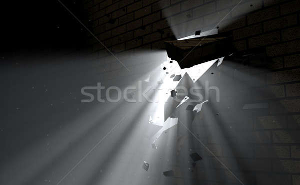 Wall Break Through And Light Stock photo © albund