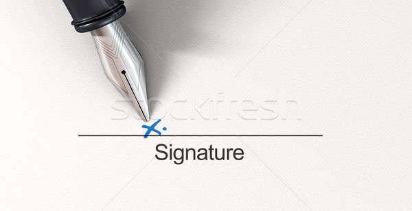 Signature X And Fountain Pen Stock photo © albund