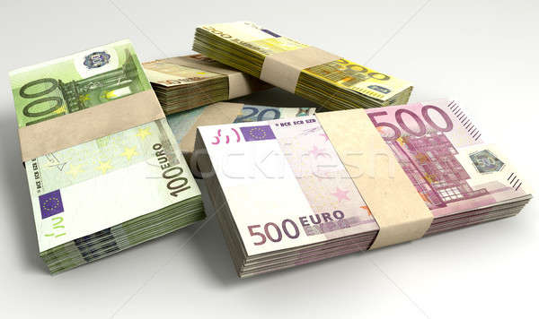 Euro Notes Collection Pile Close Stock photo © albund