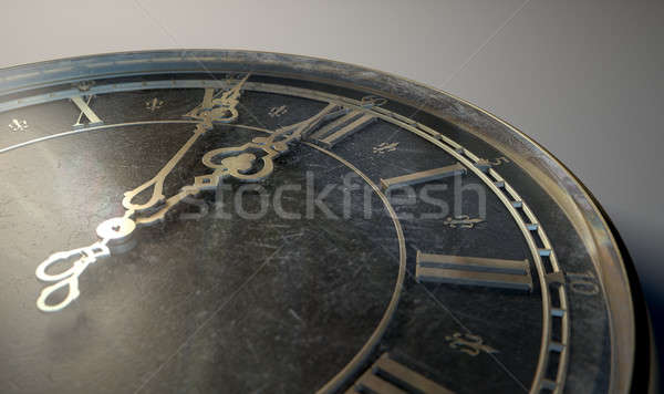 Macro antieke horloge middernacht extreme Stockfoto © albund