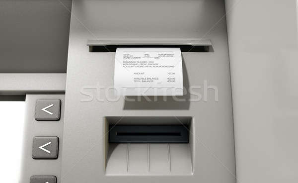 Stock fotó: Bankautomata · cédula · nyugta · közelkép · kilátás · nyomtatás