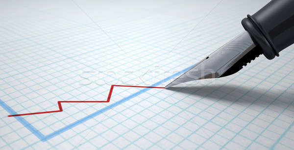 Fountain Pen Drawing Declining Graph Stock photo © albund