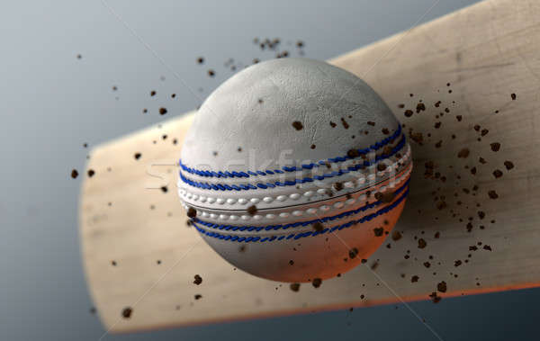 Cricket Ball Striking Bat In Slow Motion Stock photo © albund