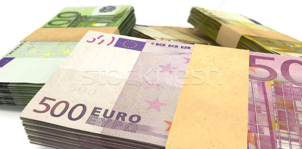 Euro Notes Bundles Stack Extreme Closeup Stock photo © albund