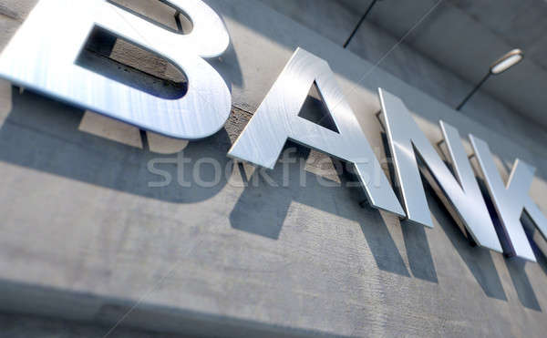 Modern bank épület feliratozás 3d render lézer Stock fotó © albund
