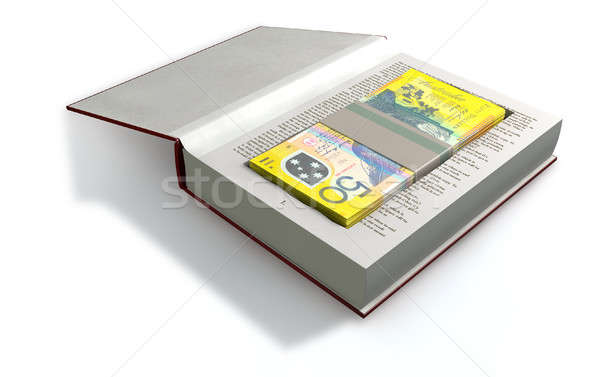 Concealed Australian Dollar Bank Notes In A Book Front Stock photo © albund