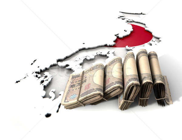 Stock photo: Japanese Map And Folded Notes