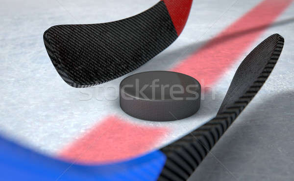 Ice Hockey Sticks And Puck Stock photo © albund