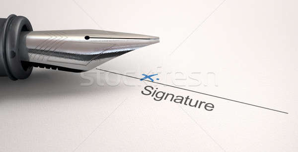 Signature X And Fountain Pen Stock photo © albund