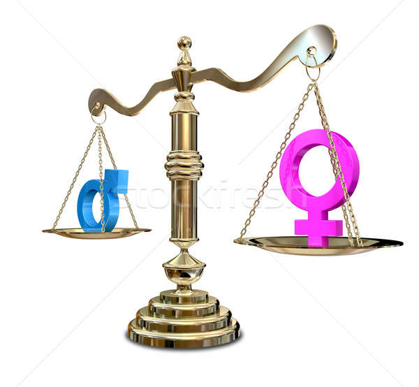 Płeć równoważenie skali złota sprawiedliwości dwa Zdjęcia stock © albund