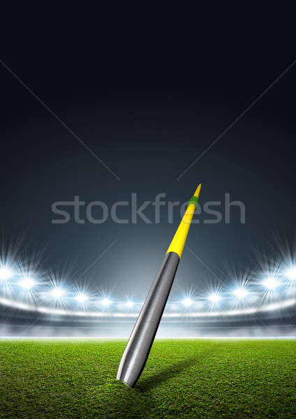 Stock photo: Javelin In Generic Floodlit Stadium