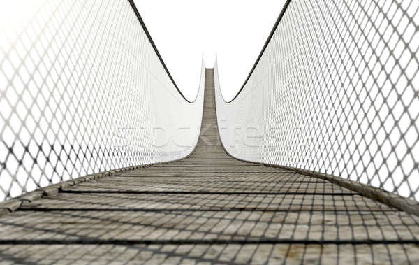 Stock photo: Rope Bridge On White