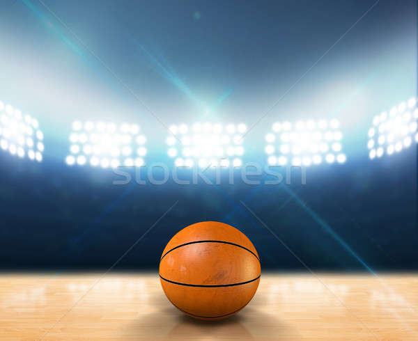 Cancha de baloncesto naranja pelota iluminado Foto stock © albund