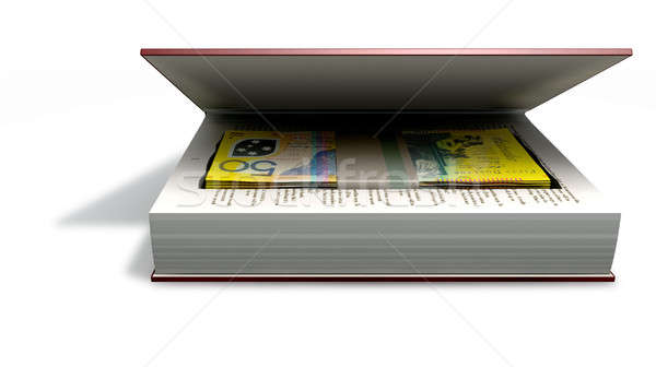 Concealed Australian Dollar Bank Notes In A Book Front Stock photo © albund