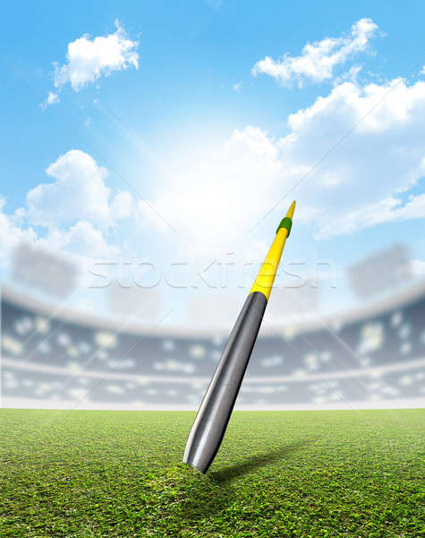 Javelin In Stadium And Green Turf Stock photo © albund