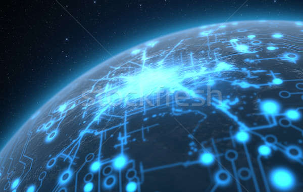 Planet With Illuminated Network Stock photo © albund