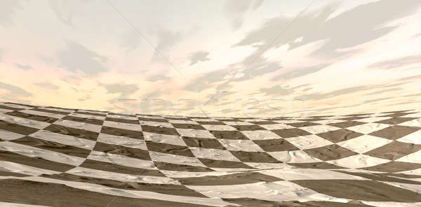 Woestijn schaakbord landschap schemering zand uit Stockfoto © albund
