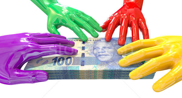 Hands Colorful Grabbing At South African Rands Stock photo © albund