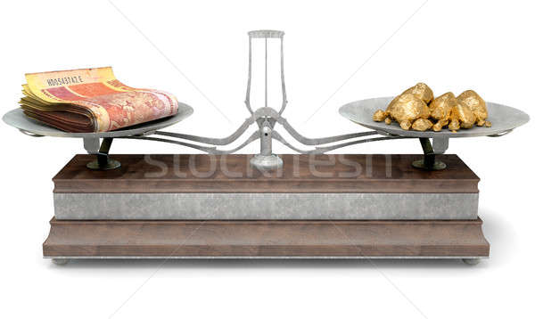 Equilibrio escala comparación edad metal madera Foto stock © albund