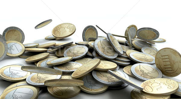 Megbukott köteg különböző Euro érme gyengéd Stock fotó © albund
