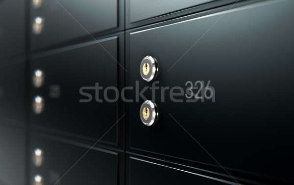 [[stock_photo]]: Noir · sûr · dépôt · boîte · mur · rendu · 3d