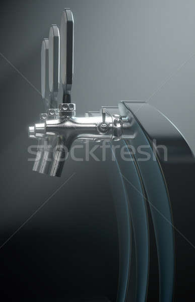 [[stock_photo]]: Bière · robinet · rangée · modernes · noir · chrome