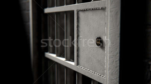 Börtöncella ajtó vasaló rácsok közelkép mechanizmus Stock fotó © albund