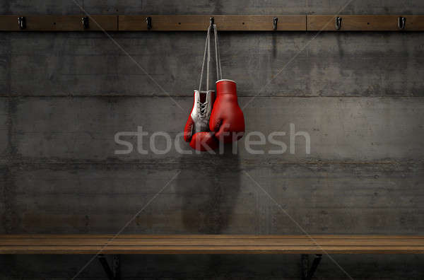 Boxing Gloves Hanging In Change Room Stock photo © albund