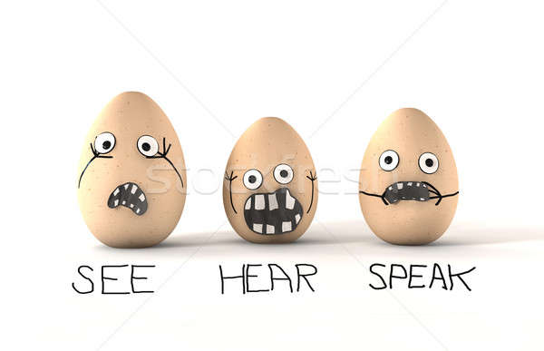 Stock photo: See Hear Speak No Evil Eggs