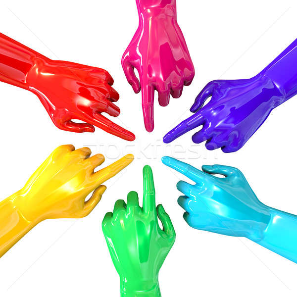 Hands Colorful Circle Pointing Inward Top Stock photo © albund