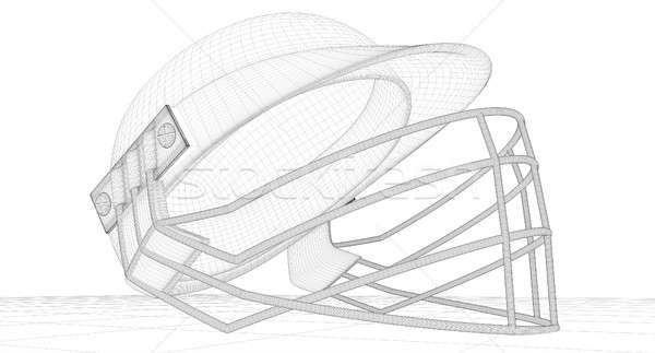Cricket casco wireframe regolare grill Foto d'archivio © albund