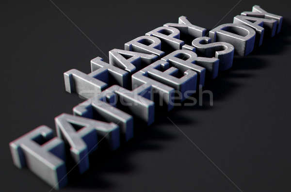 Jour de pères heureux texte noir rendu 3d métal orthographe [[stock_photo]] © albund