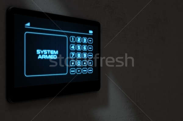 современных интерактивный домой безопасности 3d визуализации Сток-фото © albund