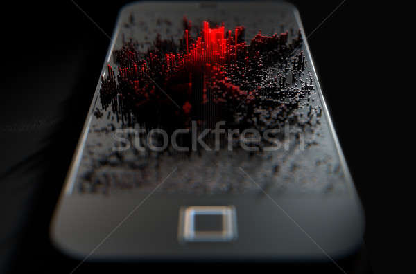智能手機 感染 三維渲染 現代 屏幕 商業照片 © albund